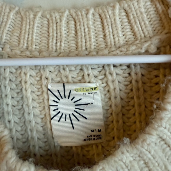 Aerie Beige Knit Crew Neck Sweater - Picture 4 of 9